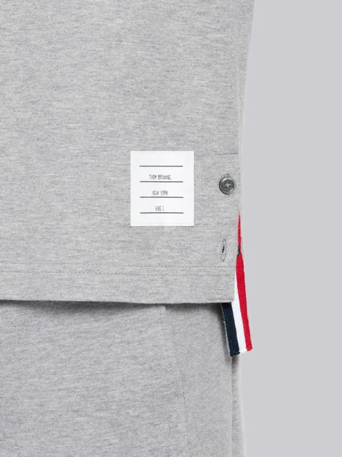 Cotton Jersey Long Sleeve Tonal 4bar Rugby Tshirt Light Grey Men Thom Browne Tshirts and Polos