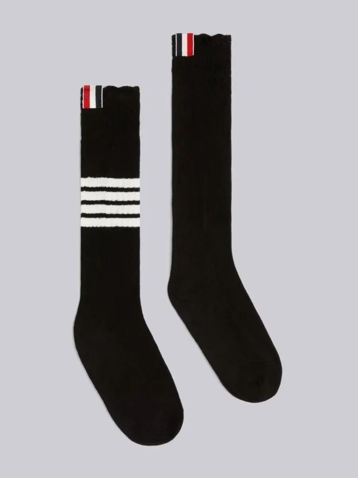 Cotton Lace 4bar Midcalf Socks Black Women Thom Browne Socks