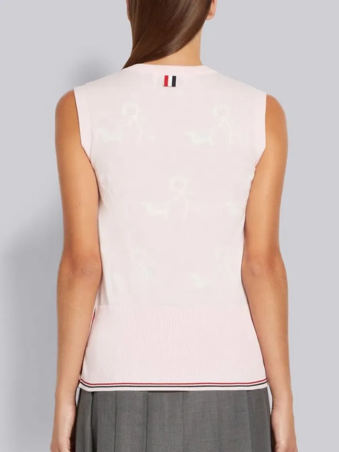 Cotton Mrs Thom Walking Hector Half Drop Sleeveless Shell Light Pink Women Thom Browne Knitwear