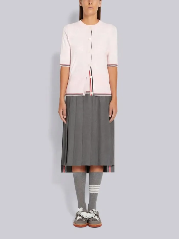 Cotton Mrs Thom Walking Hector Half Drop Sleeveless Shell Light Pink Women Thom Browne Knitwear