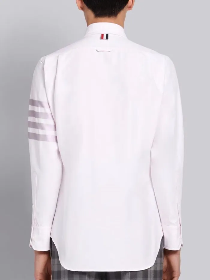 Cotton Oxford Long Sleeve Satin Weave 4bar Shirt Light Pink Men Thom Browne Shirting