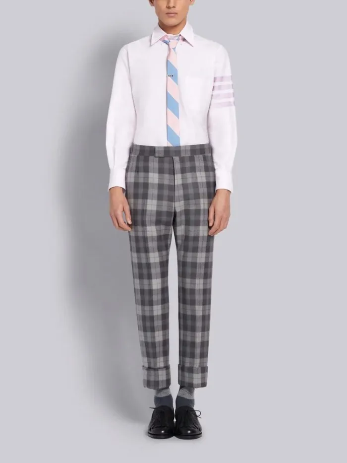 Cotton Oxford Long Sleeve Satin Weave 4bar Shirt Light Pink Men Thom Browne Shirting