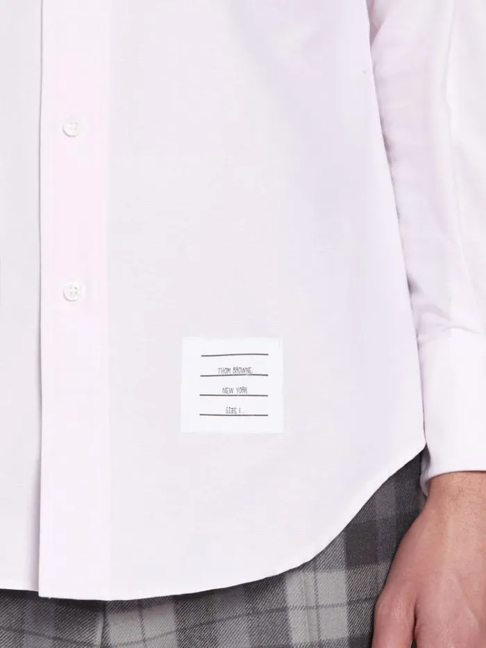 Cotton Oxford Long Sleeve Satin Weave 4bar Shirt Light Pink Men Thom Browne Shirting
