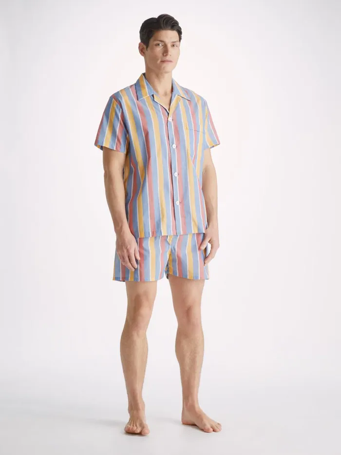 Cotton Pajamas Men Derek Rose Short Pajamas Amalfi 19 Cotton Batiste Multi