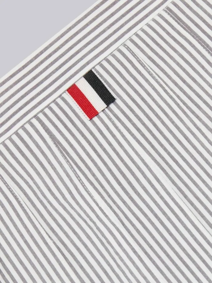 Cotton Seersucker Dropped Back Pleated Miniskirt Medium Grey Girls Thom Browne Skirts And Trousers