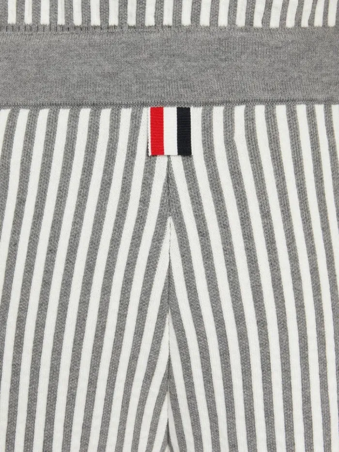 Cotton Seersucker Jacquard 4bar Short Light Grey Men Thom Browne Sweats