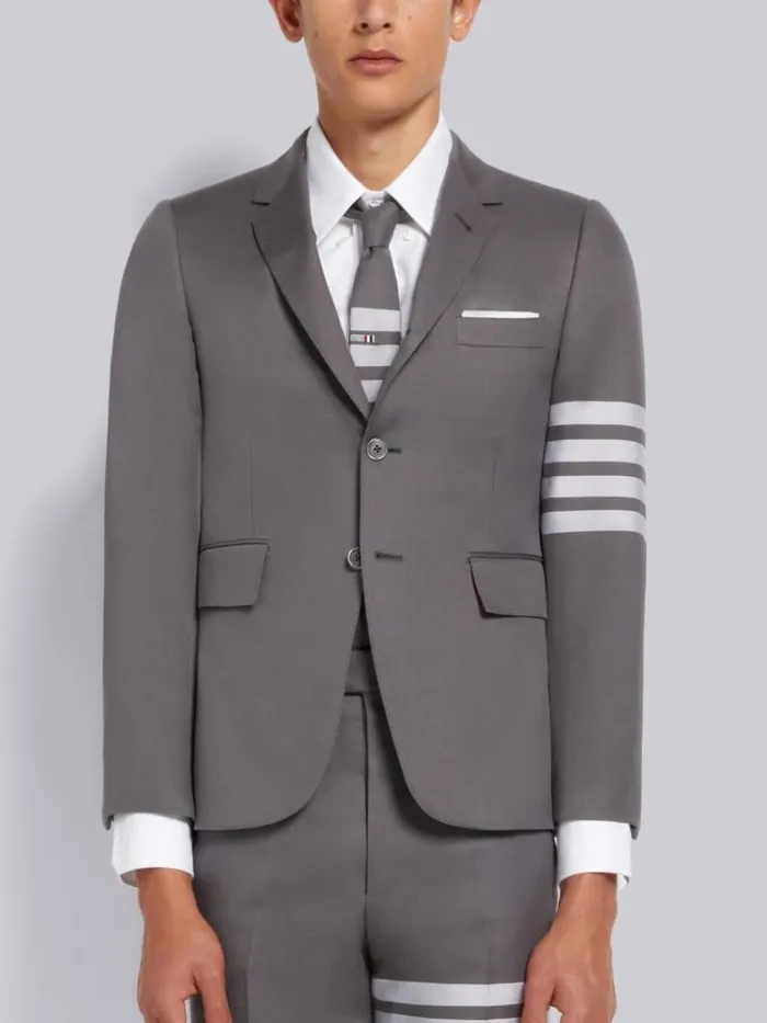 Cotton Suiting Engineered 4bar Classic Jacket Medium Grey Men Thom Browne Jackets and Suiting