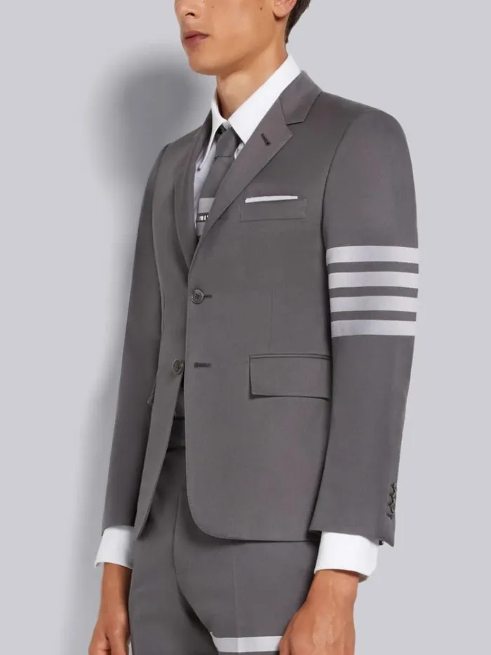 Cotton Suiting Engineered 4bar Classic Jacket Medium Grey Men Thom Browne Jackets and Suiting