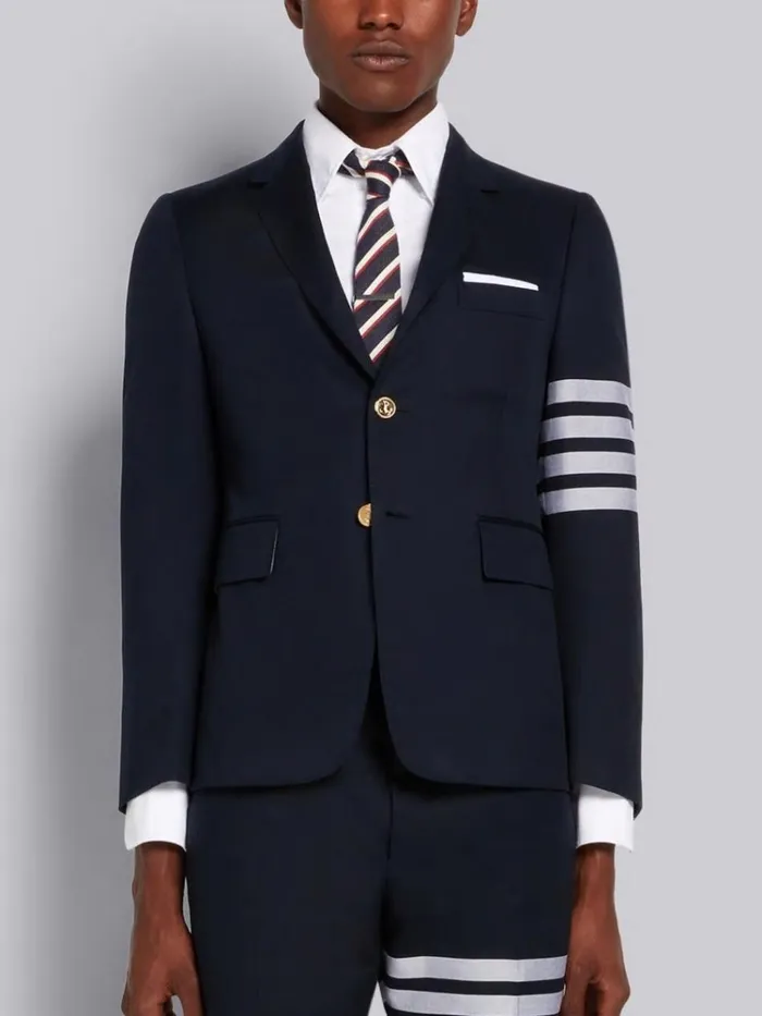 Cotton Suiting Engineered 4bar Classic Jacket Navy Men Thom Browne Jackets and Suiting Cotton Suiting Engineered 4bar Classic Jacket Navy Men Thom Browne Jackets and Suiting