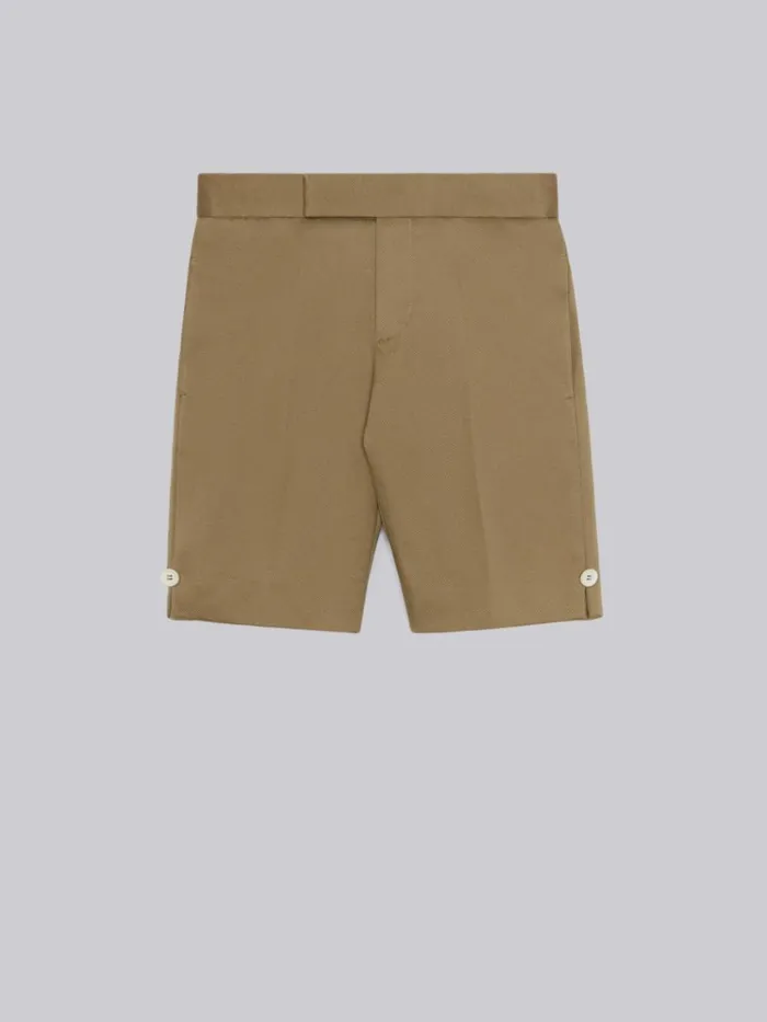 Cotton Twill Bermuda Short Camel BoysGirls Thom Browne Trousers And Shorts