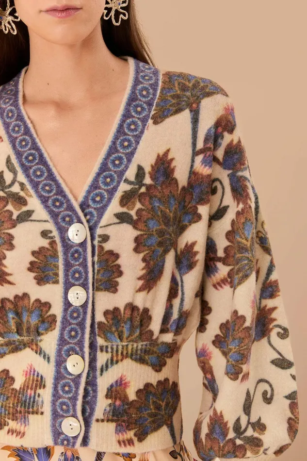 Cream Ainika Maxi Floral Knit Cardigan Women FARM Rio Cardigans Cream Ainika Maxi Floral Knit Cardigan Women FARM Rio Cardigans