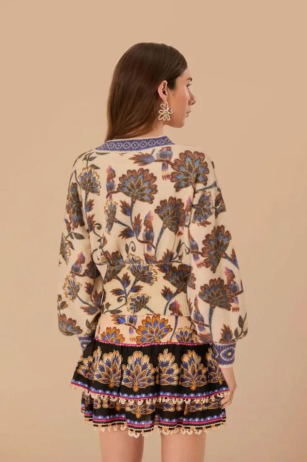Cream Ainika Maxi Floral Knit Cardigan Women FARM Rio Cardigans Cream Ainika Maxi Floral Knit Cardigan Women FARM Rio Cardigans