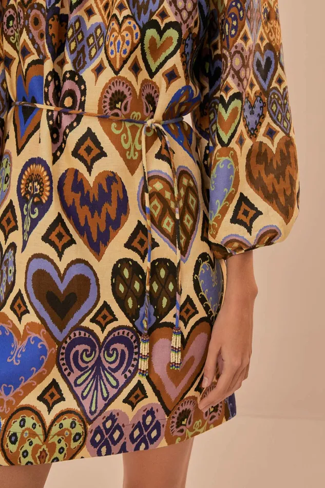 Cream Hearts Ikat Long Sleeve Mini Dress Women FARM Rio Mini Dresses Cream Hearts Ikat Long Sleeve Mini Dress Women FARM Rio Mini Dresses