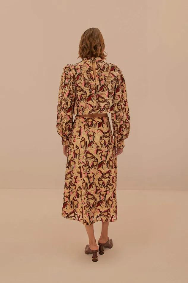 Cream Horses Guipure Midi Skirt Women FARM Rio Skirts Cream Horses Guipure Midi Skirt Women FARM Rio Skirts