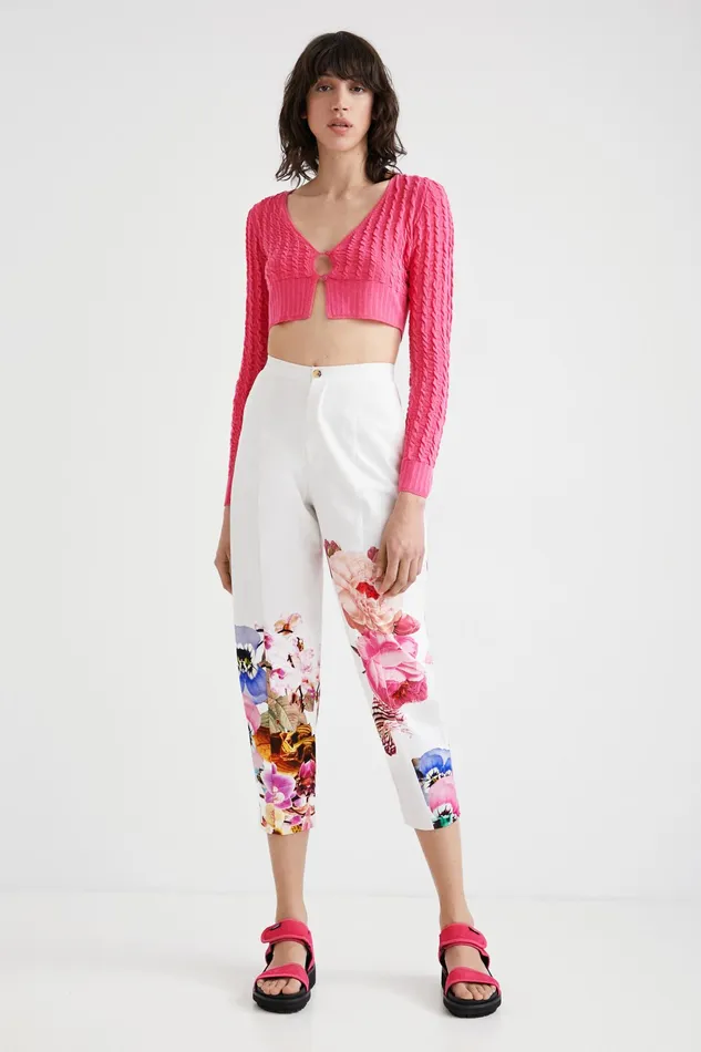 Cropped Knit Cardigan Women Desigual Sweaters