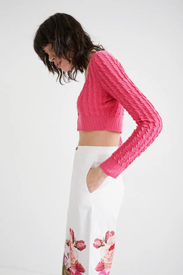 Cropped Knit Cardigan Women Desigual Sweaters