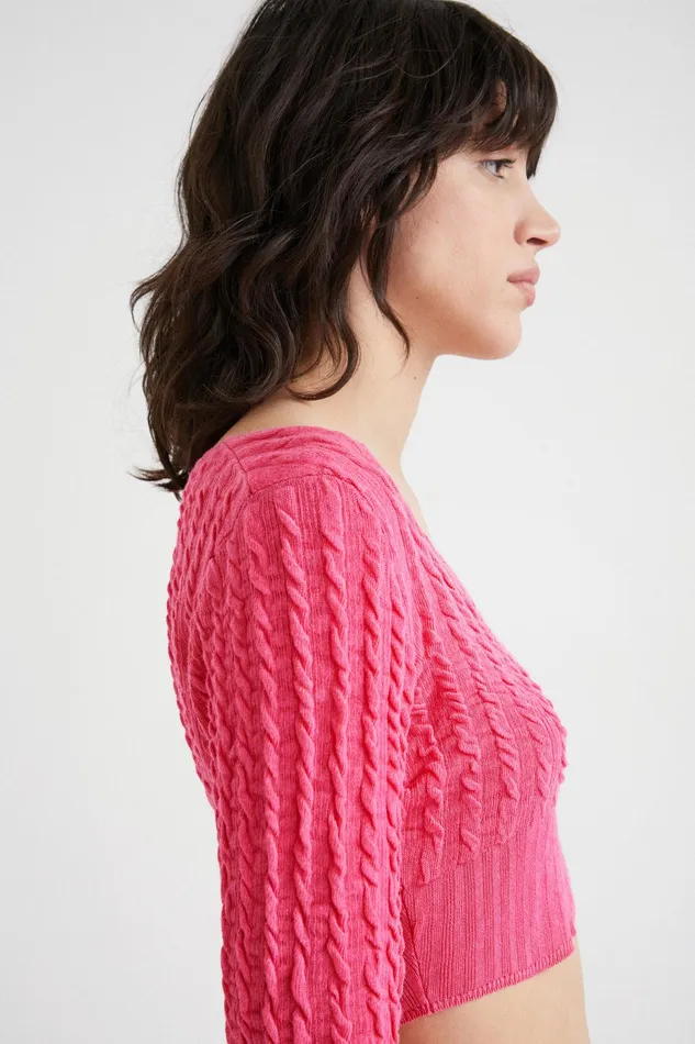 Cropped Knit Cardigan Women Desigual Sweaters