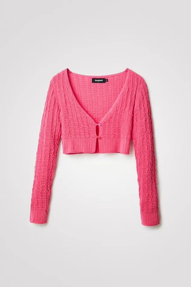 Cropped Knit Cardigan Women Desigual Sweaters
