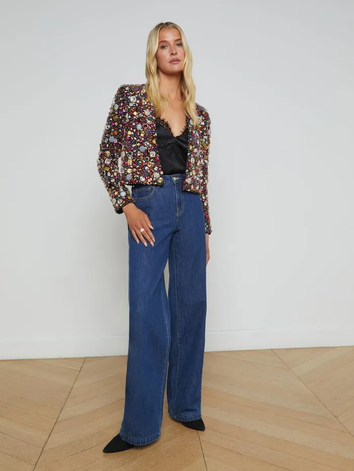Culver Embellished Jacket Black Multi Vintage Jewels Women L039Agence Blazers and Jackets Culver Embellished Jacket Black Multi Vintage Jewels Women L039Agence Blazers and Jackets