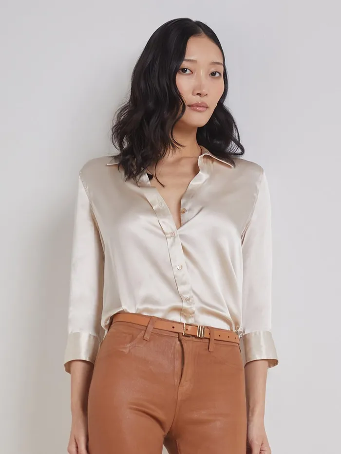 Dani Silk Blouse Champagne Women L039Agence Blouses and Tops