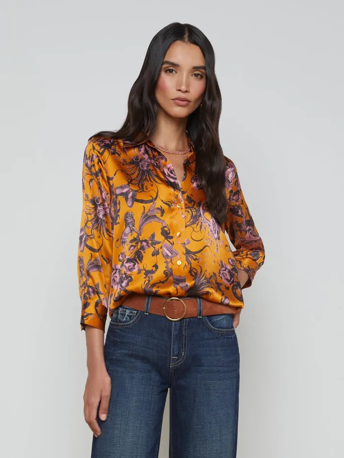 Dani Silk Blouse Desclay Multi Baroque Floral Women L039Agence Blouses and Tops Dani Silk Blouse Desclay Multi Baroque Floral Women L039Agence Blouses and Tops