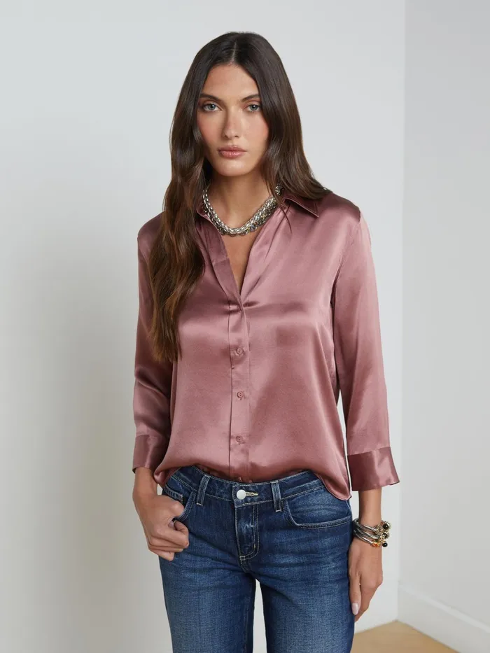Dani Silk Blouse Mauve Rose Women L039Agence Blouses and Tops