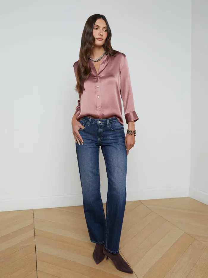 Dani Silk Blouse Mauve Rose Women L039Agence Blouses and Tops