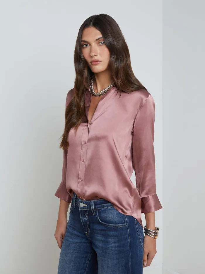 Dani Silk Blouse Mauve Rose Women L039Agence Blouses and Tops