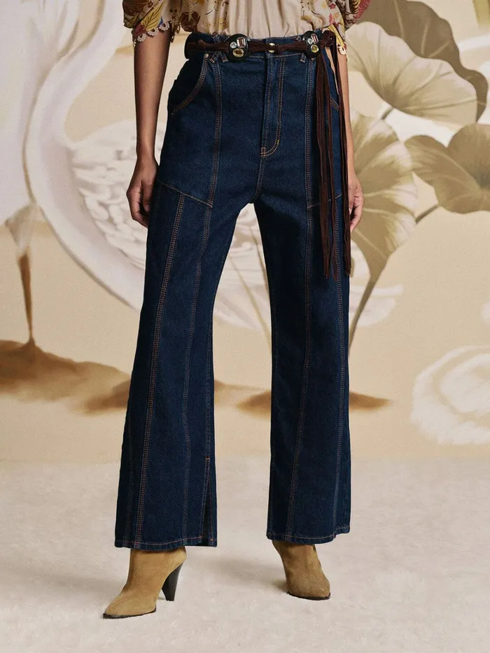Dark Denim High Waist Snips Pants Women FARM Rio Pants Dark Denim High Waist Snips Pants Women FARM Rio Pants
