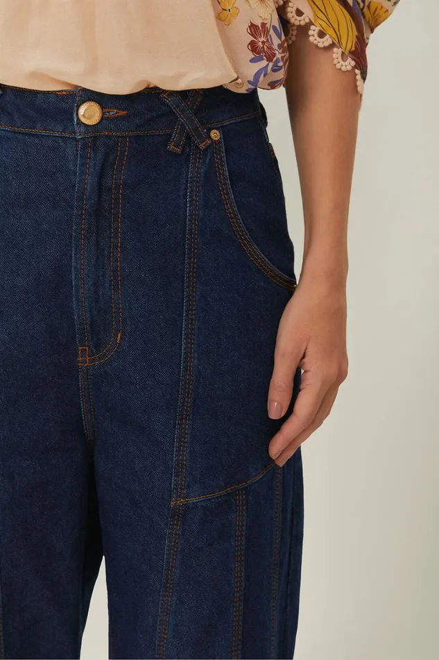 Dark Denim High Waist Snips Pants Women FARM Rio Pants Dark Denim High Waist Snips Pants Women FARM Rio Pants