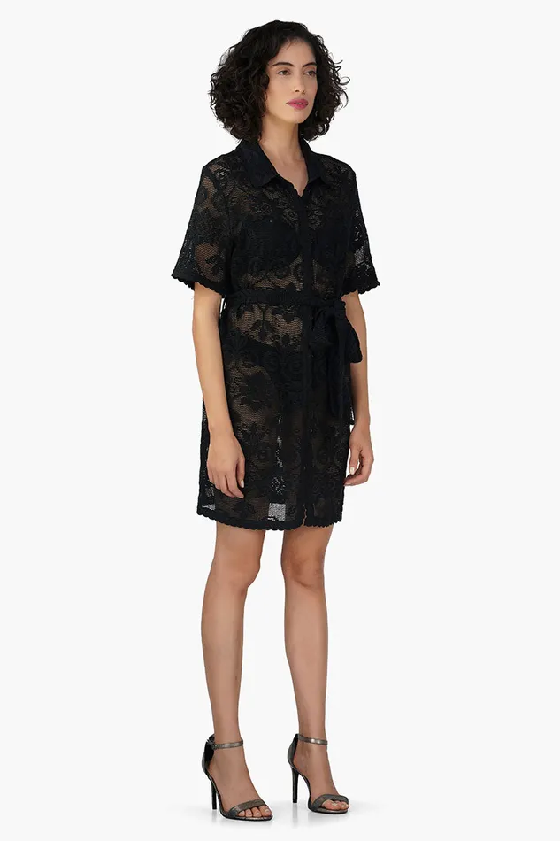 Deborah Crochet Short Shirt Dress Deborah Crochet Short Shirt Dress