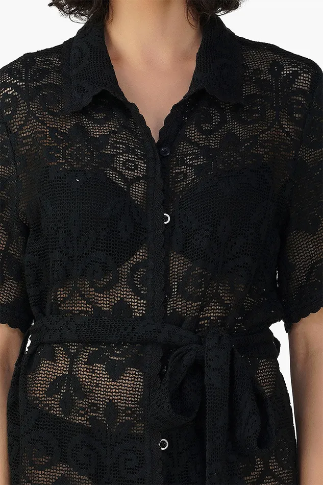 Deborah Crochet Short Shirt Dress Deborah Crochet Short Shirt Dress