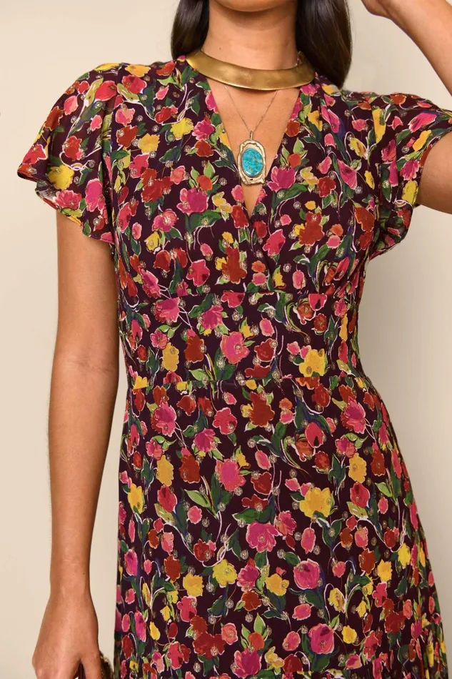 Delicia Fontainhas Floral Maroon Women RIXO Dresses Delicia Fontainhas Floral Maroon Women RIXO Dresses