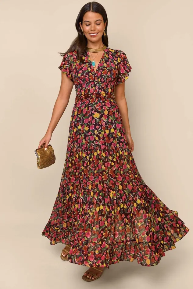 Delicia Fontainhas Floral Maroon Women RIXO Dresses Delicia Fontainhas Floral Maroon Women RIXO Dresses