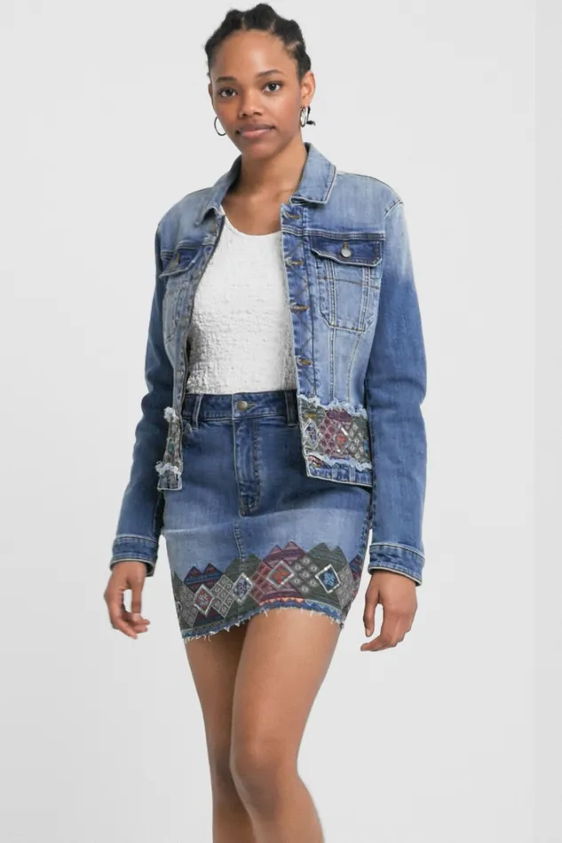 Denim Jacket With Border Women Desigual Jackets