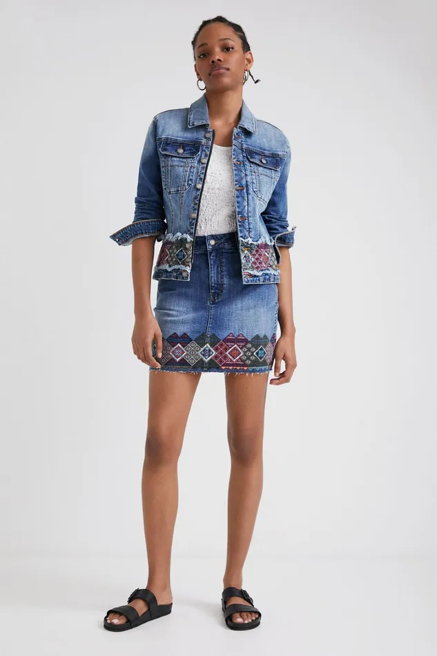 Denim Jacket With Border Women Desigual Jackets