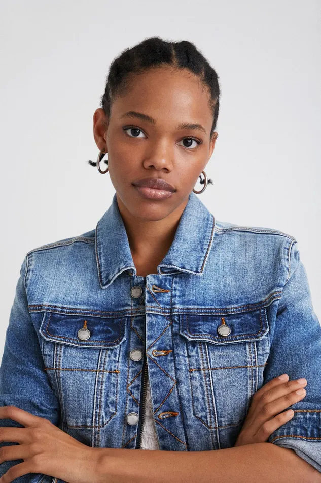 Denim Jacket With Border Women Desigual Jackets
