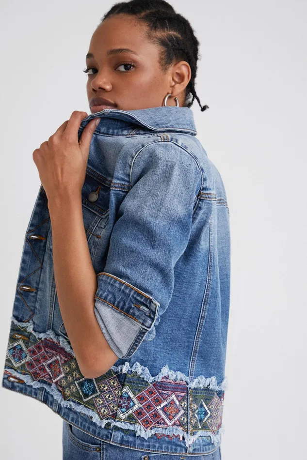 Denim Jacket With Border Women Desigual Jackets
