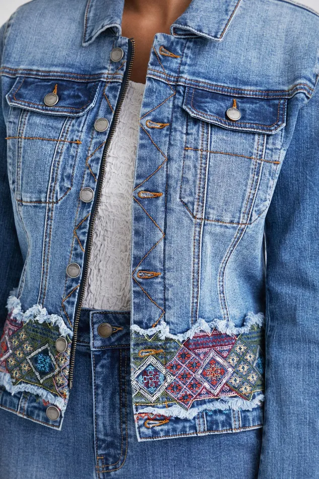 Denim Jacket With Border Women Desigual Jackets