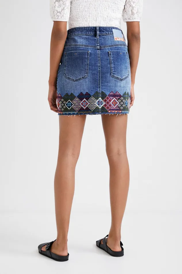Denim Miniskirt With Borders Women Desigual Skirts and Shorts