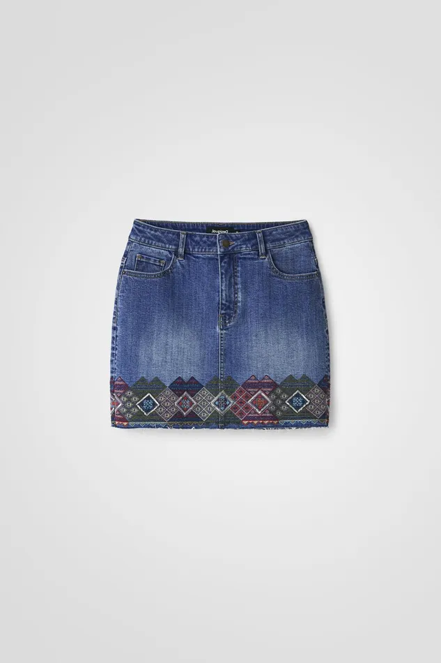 Denim Miniskirt With Borders Women Desigual Skirts and Shorts