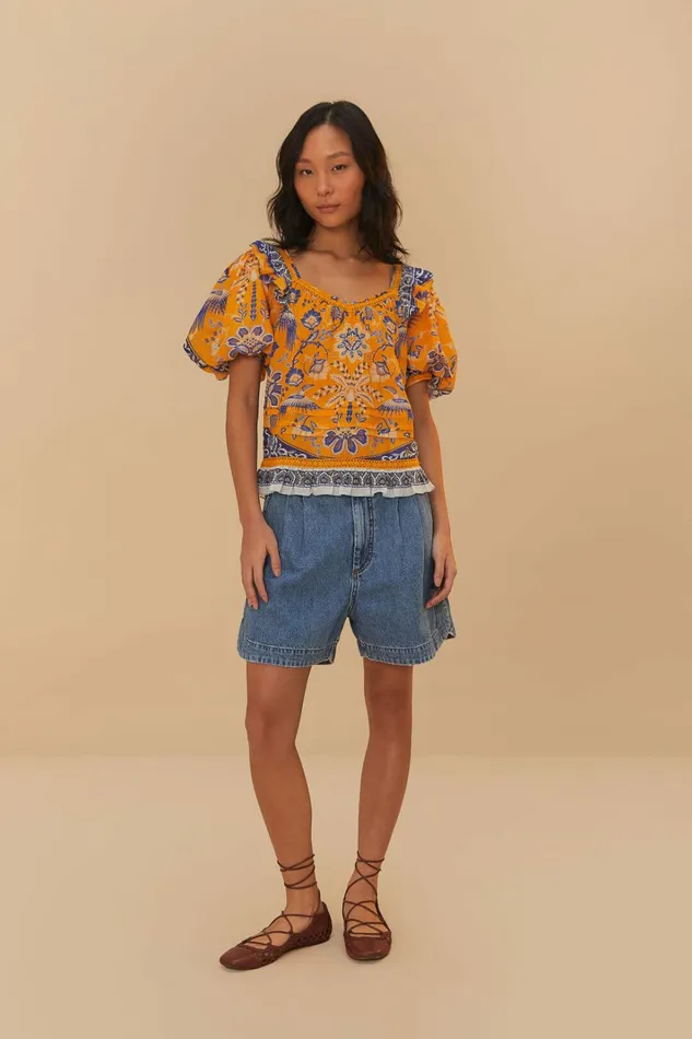 Denim Pleated Shorts Women FARM Rio Shorts