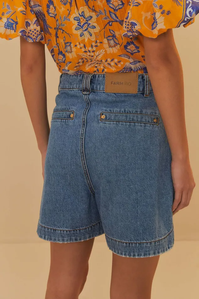 Denim Pleated Shorts Women FARM Rio Shorts