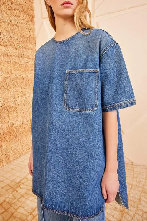 Denim Women Ulla Johnson The Joan Tunic Dress Danube Denim Women Ulla Johnson The Joan Tunic Dress Danube
