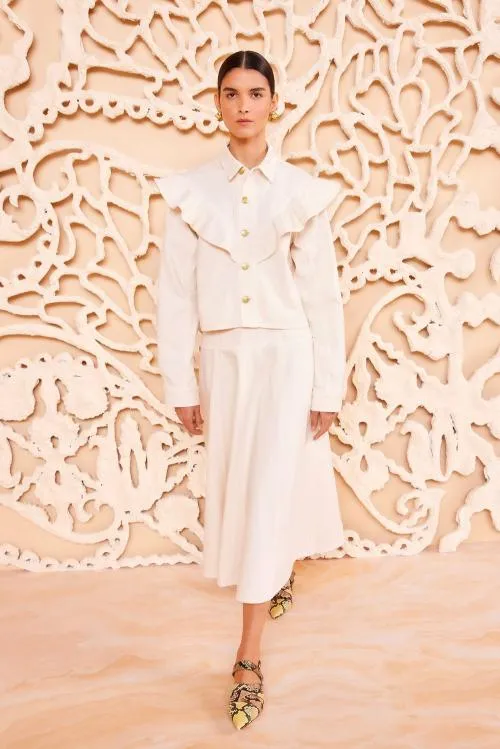 Denim Women Ulla Johnson The Mathilde Shirt Pearled Cowrie Denim Women Ulla Johnson The Mathilde Shirt Pearled Cowrie