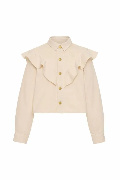 Denim Women Ulla Johnson The Mathilde Shirt Pearled Cowrie Denim Women Ulla Johnson The Mathilde Shirt Pearled Cowrie