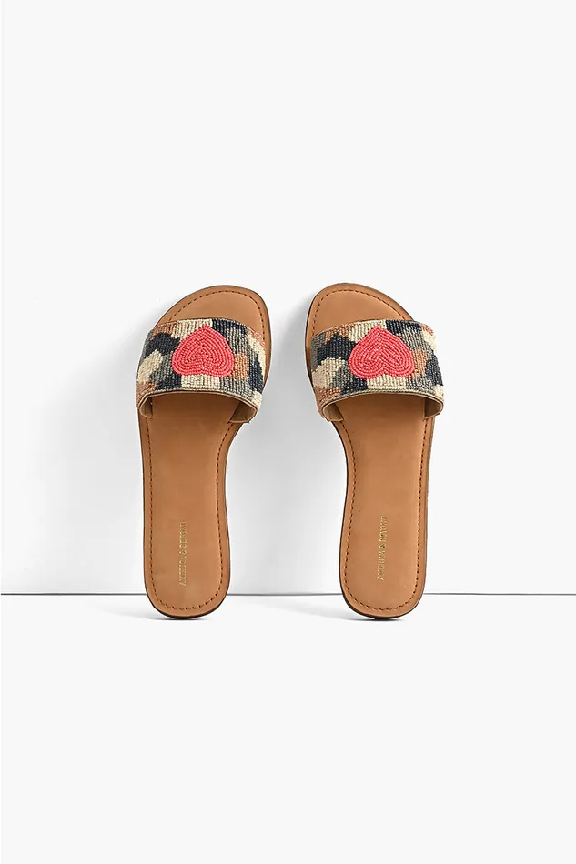 Don8217t Hide Your Heart Beaded Slide Sandals