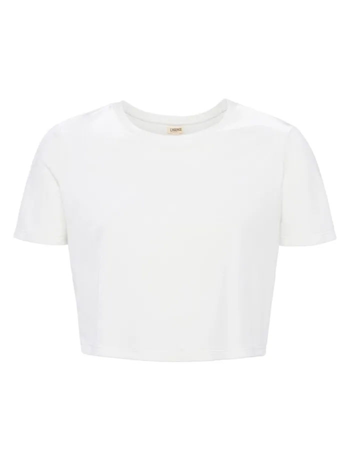 Donna Cropped Velvet Tee Ivory Women L039Agence Tees Donna Cropped Velvet Tee Ivory Women L039Agence Tees