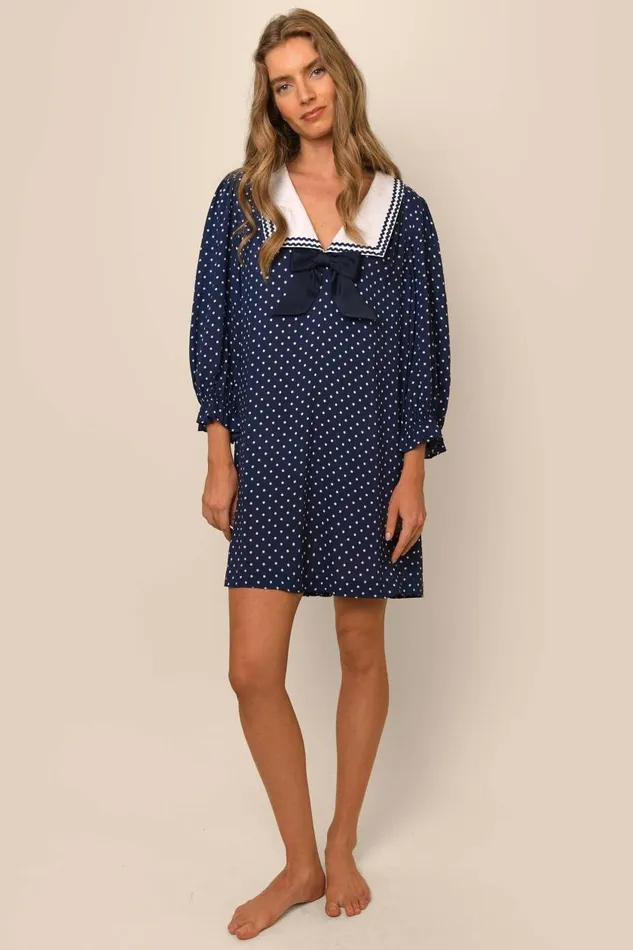 Doris Polka Dot Navy Women RIXO Dresses