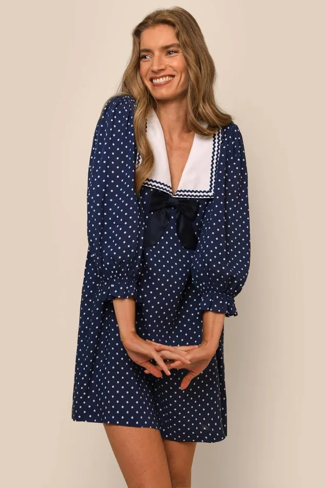 Doris Polka Dot Navy Women RIXO Dresses Doris Polka Dot Navy Women RIXO Dresses